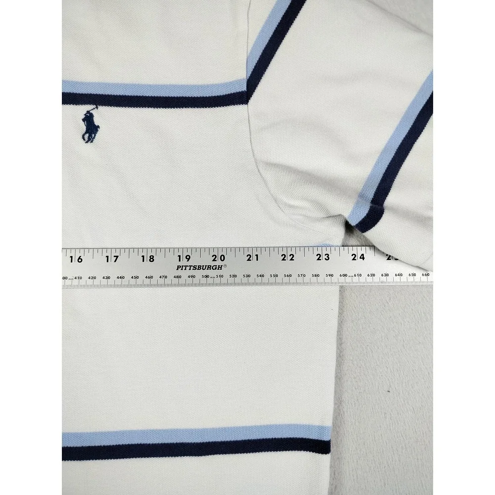 Vintage‎ Polo Ralph Lauren Shirt Mens XL White Blue Striped Pony Preppy Casual